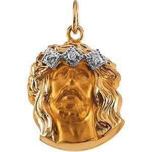  14K Yellow Gold 19X14.5 Mm Head Of Jesus Crown Pendant W 