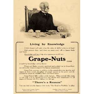 1911 Ad Postum Cereal Grape Nuts Old Man Dining Table Breakfast Food 