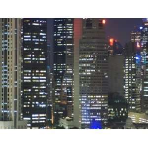  up of Buildings in the Financial District at Night, Singapore, South 