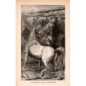  1873 Wood Engraving Battle Hattin War Horses Massacre Knights 