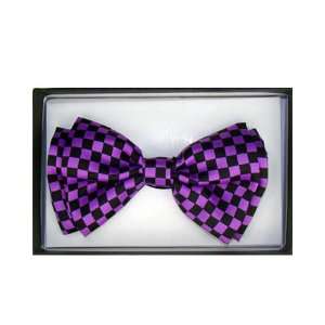 Purple and Black Squares Bow Tie