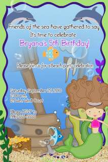 MERMAID Birthday Party Custom Invitations   U PRINT  