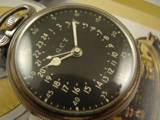   HAMILTON GCT 24 HOUR 22j 4992B MILITARY POCKET WATCH BLACK DIAL  