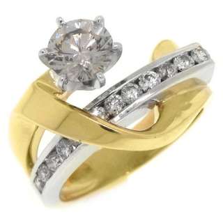 WOMENS 2 CARAT SOLITAIRE ROUND CUT DIAMOND ENGAGEMENT RING TWO TONE 