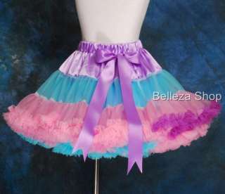 Multi colored Girl Pettiskirt Petticoat Dress SZ 3 4T  