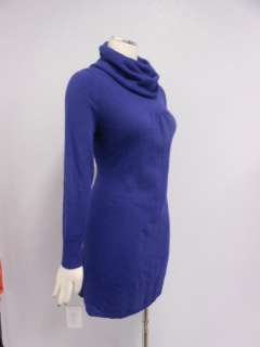   Luxury Cashmere Blend Womens Blue Turtle Neck Sweater Dress XS  