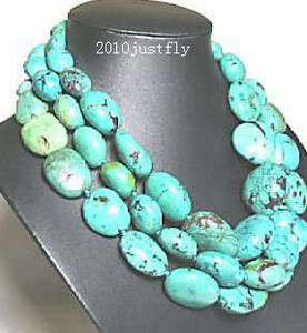 Beautiful Blue Turquoise Beads Necklace 50 13x18mm  