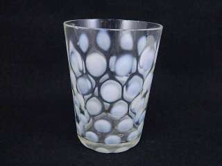   Victorian WHITE French OPALESCENT Coin DOT Spot GLASS Tumbler 4 TALL