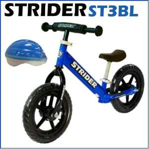  Strider ST 3 Toddler Pre Bikes Blue + Helmet Sports 