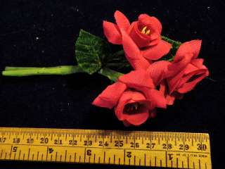 Vintage Millinery Flower Crepe 1 3/4 Open Rose Lot of3 w/ Velvet 