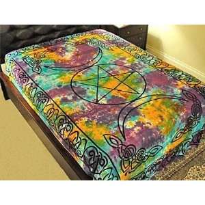  Tie Dye Triple Moon with Pentacle Tapestry 72x108 