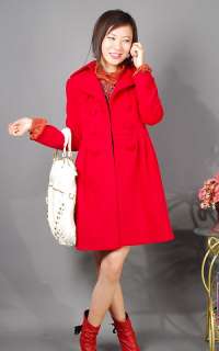 Red Lady Knee lengh Winter Coat US Size 12 w1123  