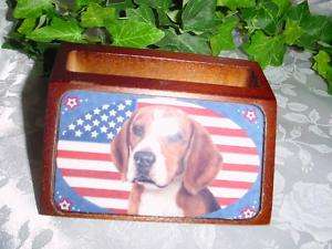 Beagle True Blue Wooden Business Card Holder  