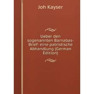    eine patristische Abhandlung (German Edition) Joh Kayser Books