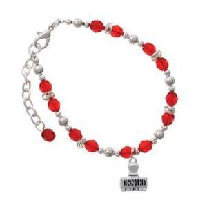 Denied Stamp Red Czech Glass Beaded Charm Bracelet [Jewelry]