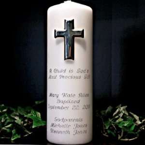    Silver or Gold Cross Baptism Candle   20 Verses