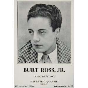  1930 Burt Ross Jr. Lyric Baritone Haven Mac Quarrie Ad 