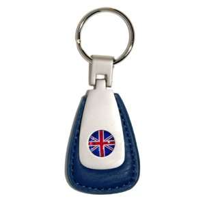 British Flag Key Chain Fob   Leather / Brushed Finish