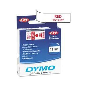  Dymo D1 Red Print White Tape (45015)