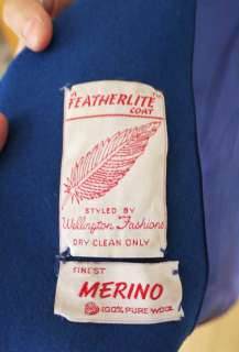 Vtg 60s Featherlite Merino Wool Trench Pea Coat Jacket Union Made USA 