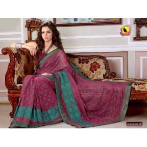  Indian Designer Red Color Printed Georgette Saree /Sari 