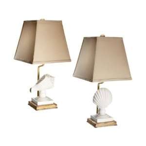   Set of 2 Table Lamps with Clam and Conch Base Design