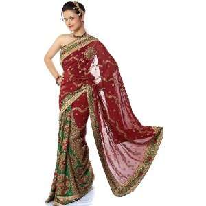  Sari with Rare Magnificence   Pure Chiffon   Designer 