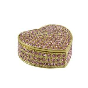 Bedazzled Heart Trinket Jewelry Box Pink Crystals Sparkling 2  