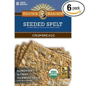 Doctor Kracker Seeded Spelt Organic Crispbreads, 7 Ounce Boxes (Pack 