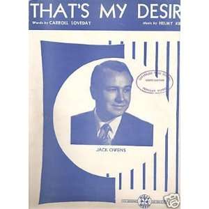  Sheet Music Thats My Desire Jack Owens 54 