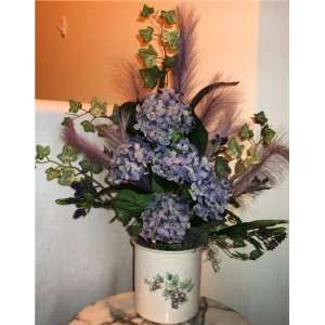  Purple Hydrangea & Ivy Silk Flower Arrangement