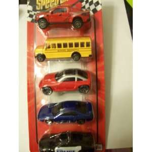   ; School Bus; Jeepster; Blue Mustang; Metro Police) Toys & Games