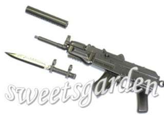 AK 47 Kalashnikov Automatic Rifle Metal Charm Keychain Backpack Dangle 