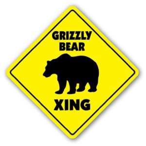  GRIZZLY BEAR CROSSING Sign xing gift novelty black brown 