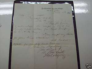 Civil War Letter Concerning Pay For A Troop Col Smith  