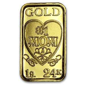    1 Gram #1 Mom Design Gold Bar .9999 Fine Arts, Crafts & Sewing