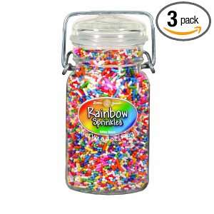 Dean Jacobs Rainbow Sprinkles Glass Jar with Wire, 6.3 Ounce (Pack of 