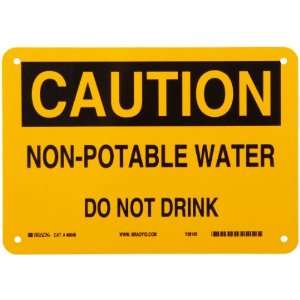   Hazardous Materials Sign, Header Caution, Legend Non Potable Water
