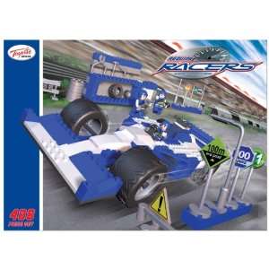   Blue / White Team Car with Pit Stop   Lego Compatibl Toys & Games