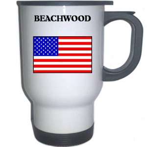  US Flag   Beachwood, Ohio (OH) White Stainless Steel Mug 