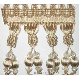  RUMBA COLLECTION   Beaded Tassel Trim   Champagne/Ivory 