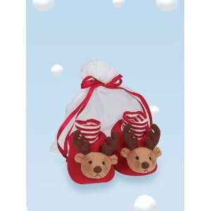  Bearington Baby Lil Reindeer Booties (Ages 6 12 Months 
