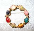 VINTAGE BAL RON SIGNED 12K GOLD FILLED GF NATURAL JADE ++ STONE SCARAB 