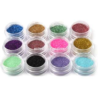 12 Colors Nail Art Glitter Dust Powder Decoration B10  