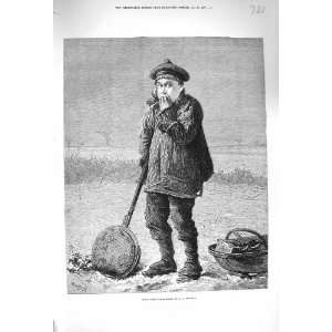  1875 Home Comforts Young Boy Bed Pan Winter Scene