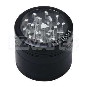   Aluminum Clear Top Herb Grinder Black Small 56mm 