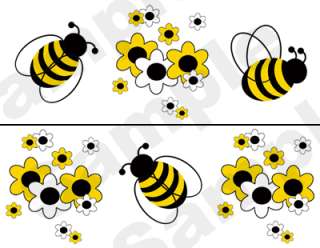 BEES FLOWERS BABY NURSERY WALL BORDER DECALS STICKERS 3  