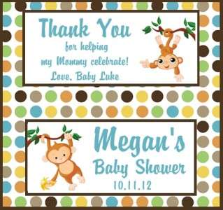 50 Personalized Baby Shower Monkey Goody Bag Toppers  