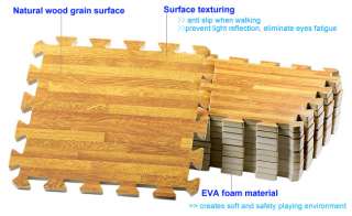 wood texture grain soft EVA foam interlocking baby floor mats  