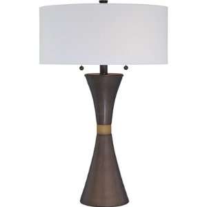  Begum Table Lamp in Dark Walnut with Amber Deco